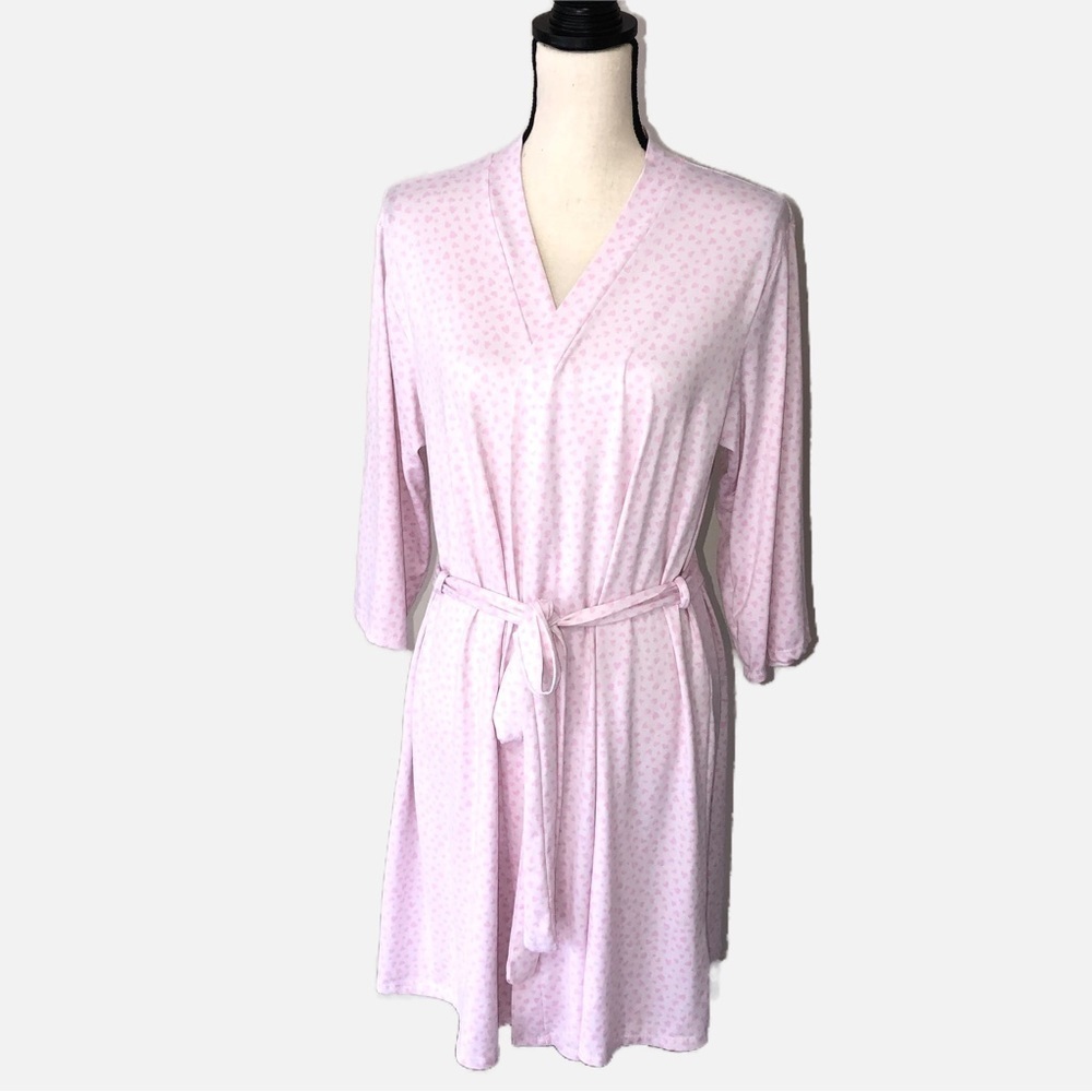 Laura Ashley Pink Heart Print Robe Size Large
